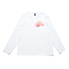 Load image into Gallery viewer, &quot;Everbody Loves Pizza&quot; Cut and Sew Wide-body Long Sleeved Tee White/Beige