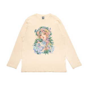 " Sibol " Cut and Sew Wide-body Long Sleeved Tee Beige