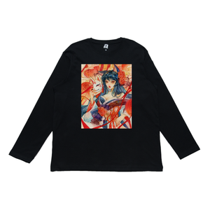 "Onihime" Cut and Sew Wide-body Long Sleeved Tee Black