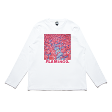 Load image into Gallery viewer, &quot;Flamingo &quot; Cut and Sew Wide-body Long Sleeved Tee White/Salmon Pink