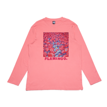 Load image into Gallery viewer, &quot;Flamingo &quot; Cut and Sew Wide-body Long Sleeved Tee White/Salmon Pink