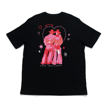 Load image into Gallery viewer, &quot;Cowboys make better lovers&quot; Cut and Sew Wide-body Tee Black/Salmon pink