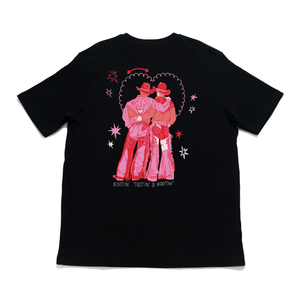 "Cowboys make better lovers" Cut and Sew Wide-body Tee Black/Salmon pink