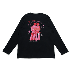 "Cowboys make better lovers" Cut and Sew Wide-body Long Sleeved Tee Black/Salmon Pink