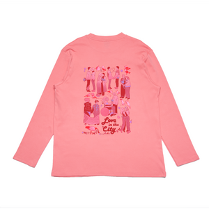 " Love In The City " Cut and Sew Wide-body Long Sleeved Tee Salmon Pink