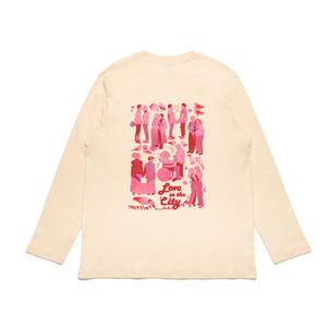 "Love In The City" Cut and Sew Wide-body Long Sleeved Tee Beige