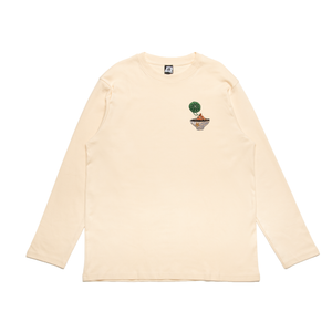 "Plants Dad" Cut and Sew Wide-body Long Sleeved Tee Beige