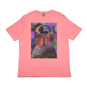 "Two Magicians" Cut and Sew Wide-body Tee Beige/Salmon Pink