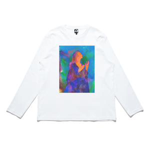 "Lightfairy" Cut and Sew Wide-body Long Sleeved Tee White