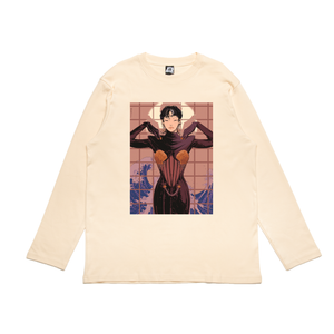 "Venus" Cut and Sew Wide-body Long Sleeved Tee White / Beige