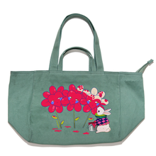 Load image into Gallery viewer, &quot;Wonderland&quot; Tote Carrier Bag Cream/Green