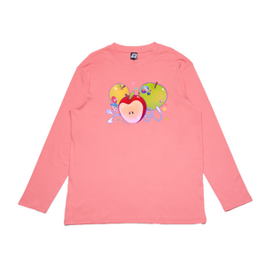 "Apple" Cut and Sew Wide-body Long Sleeved Tee Black/ Pink