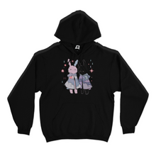 Load image into Gallery viewer, &quot;Raincoat Bunnies&quot; Basic Hoodie Light Pink/Black