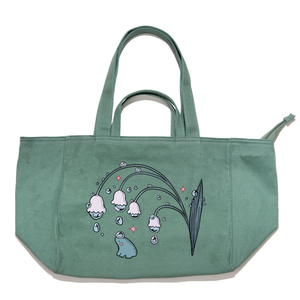 "Frog Lily of the Valley" Tote Carrier Bag Cream/Green