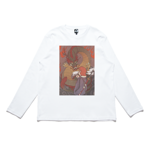 "Dragon Morph" Cut and Sew Wide-body Long Sleeved Tee White