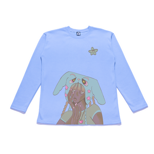 " Blue " Taper-Fit Heavy Cotton Long Sleeve Tee Sky Blue