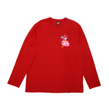 Load image into Gallery viewer, &quot;Dragon in The Stomach&quot; Cut and Sew Wide-body Long Sleeved Tee Red