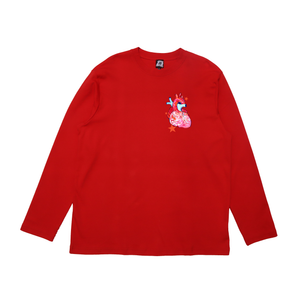 "Dragon in The Stomach" Cut and Sew Wide-body Long Sleeved Tee Red