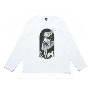 "Little Lamb" Cut and Sew Wide-body Long Sleeved Tee White