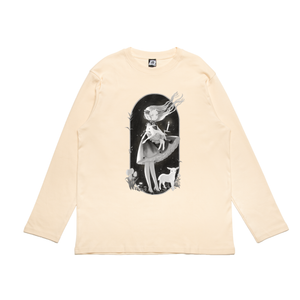 "Little Lamb" Cut and Sew Wide-body Long Sleeved Tee Beige