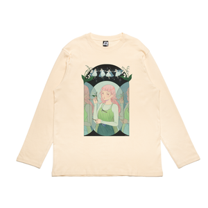 "Mirror Mirror" Cut and Sew Wide-body Long Sleeved Tee Beige
