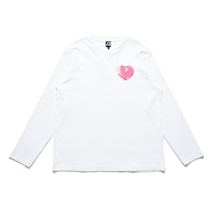 "the space guardian" Cut and Sew Wide-body Long Sleeved Tee White