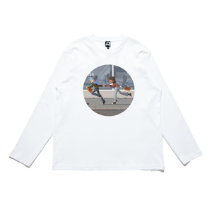 "My Eyes On You" Cut and Sew Wide-body Long Sleeved Tee White