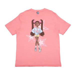 "Evie" Cut and Sew Wide-body Tee Salmon Pink