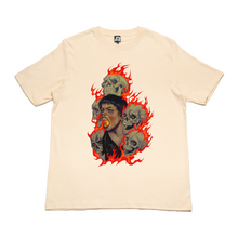 Load image into Gallery viewer, &quot;Fire And Skulls&quot; Cut and Sew Wide-body Tee Beige / Black
