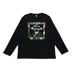 "Introduction" Cut and Sew Wide-body Long Sleeved Tee Black / Beige