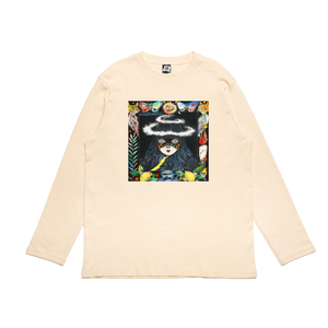 "Introduction" Cut and Sew Wide-body Long Sleeved Tee Black / Beige