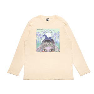 "Begin" Cut and Sew Wide-body Long Sleeved Tee White / Beige