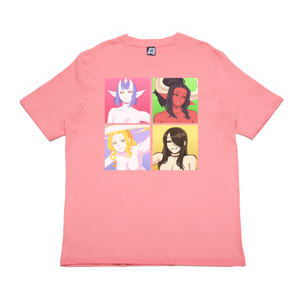 "The Girls" Cut and Sew Wide-body Tee White/Salmon Pink