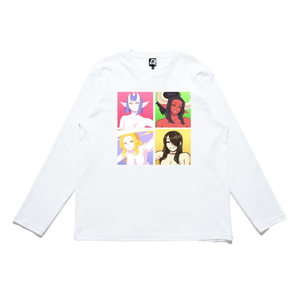 "The Girls" Cut and Sew Wide-body Long Sleeved Tee White/Salmon Pink