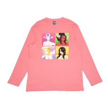 Load image into Gallery viewer, &quot;The Girls&quot; Cut and Sew Wide-body Long Sleeved Tee White/Salmon Pink