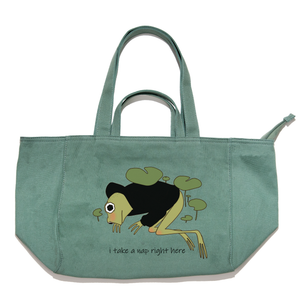 "I take a nap right here" Tote Carrier Bag Cream/Green