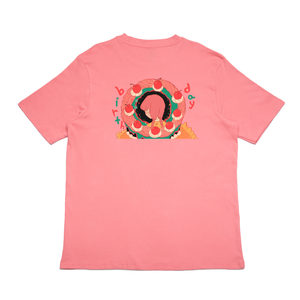 "Birthday" Cut and Sew Wide-body Tee Salmon Pink
