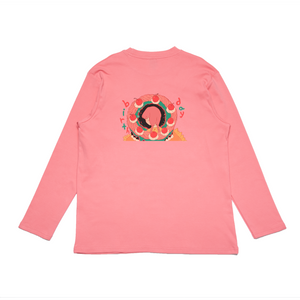 "Birthday" Cut and Sew Wide-body Long Sleeved Tee Salmon Pink