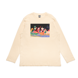 "Sweet Birthday" Cut and Sew Wide-body Long Sleeved Tee Beige