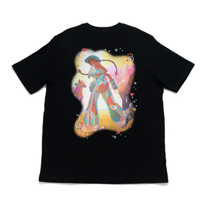 " Rhinestone Cow Girl" Cut and Sew Wide-body Tee Black