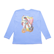 Load image into Gallery viewer, &quot; Rhinestone Cow Girl &quot; Taper-Fit Heavy Cotton Long Sleeve Tee Sky Blue