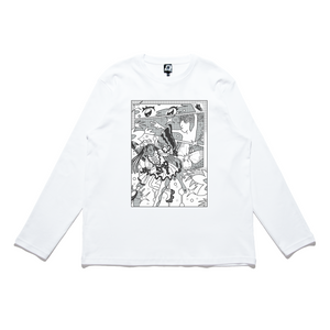 ”Shojo Page" Cut and Sew Wide-body Long Sleeved Tee White