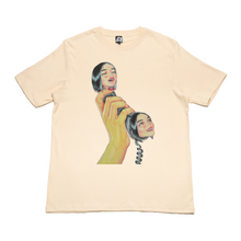 Load image into Gallery viewer, &quot;First Phone &amp; Last Phone&quot; Cut and Sew Wide-body Tee Beige/Salmon Pink