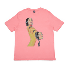 Load image into Gallery viewer, &quot;First Phone &amp; Last Phone&quot; Cut and Sew Wide-body Tee Beige/Salmon Pink