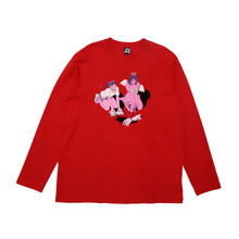 Load image into Gallery viewer, &quot;Valentines&quot; Cut and Sew Wide-body Long Sleeved Tee Beige/Red [LIMITED 6 Feb - 28 Feb 2025]