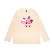 Load image into Gallery viewer, &quot;Valentines&quot; Cut and Sew Wide-body Long Sleeved Tee Beige/Red [LIMITED 6 Feb - 28 Feb 2025]