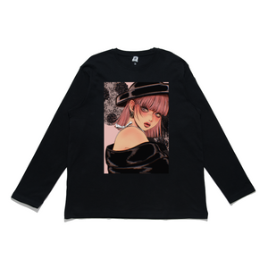 "Black and Pink" Cut and Sew Wide-body Long Sleeved Tee Salmon Pink/Black