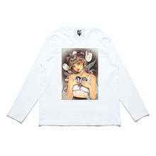 Load image into Gallery viewer, “empty heart&quot; Cut and Sew Wide-body Long Sleeved Tee Salmon Pink/Black