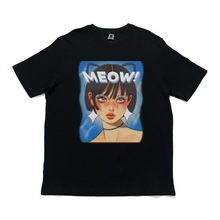 Load image into Gallery viewer, &quot;Meow&quot; Cut and Sew Wide-body Tee Beige/Black