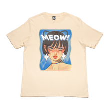 Load image into Gallery viewer, &quot;Meow&quot; Cut and Sew Wide-body Tee Beige/Black